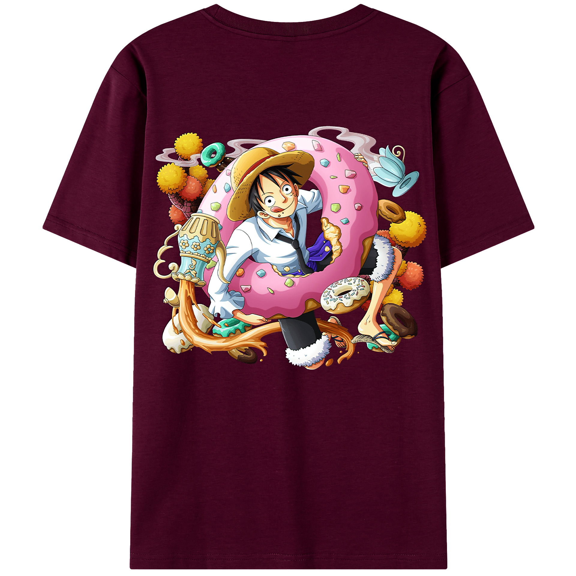 ワンピース モンキー・D・ルフィ ONE PIECE Monkey D. Luffy レディース半袖Tシャツ(バックプリント)